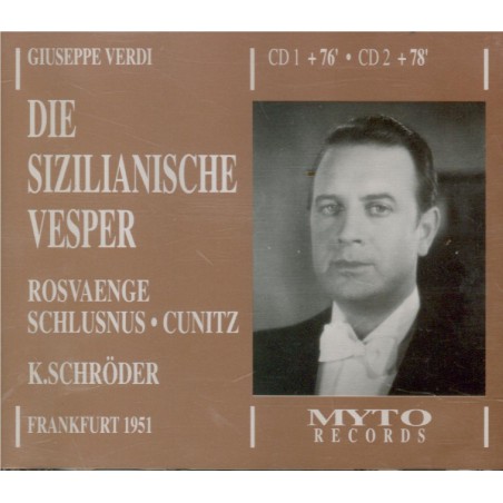 VERDI - Schroder - Les vêpres siciliennes, opéra en cinq actes (version chanté en allemand..